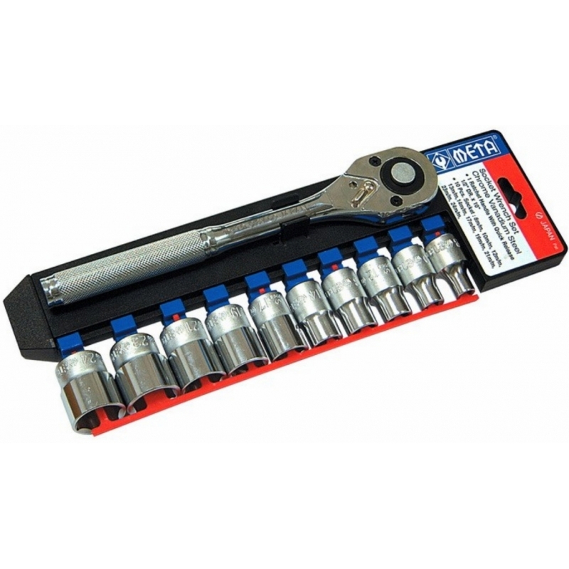 บล็อคชุดพร้อมด้ามฟรี META 12 ตัวชุด รู 1/2\ บล็อคชุดพร้อมด้ามฟรี META 12 ตัวชุด รู 1/2\