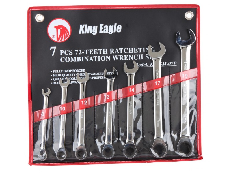 ประแจแหวนฟรีข้าง-ปากตาย 7 ตัวชุด KingEagle # GM-07P ประแจแหวนฟรีข้าง-ปากตาย 7 ตัวชุด KingEagle # GM-07P