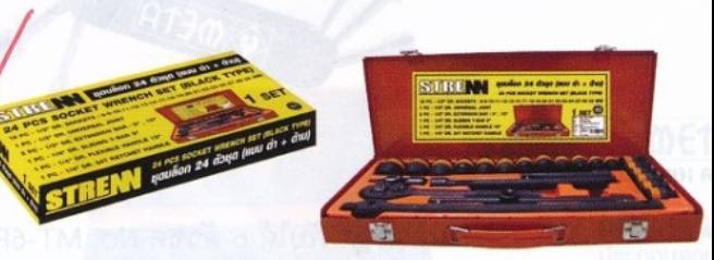 บล็อคชุด STRENN ดำ + ด้าน ขนาด 24 ตัวชุด X 1/2\' DR บล็อคชุด STRENN ดำ + ด้าน ขนาด 24 ตัวชุด X 1/2\' DR