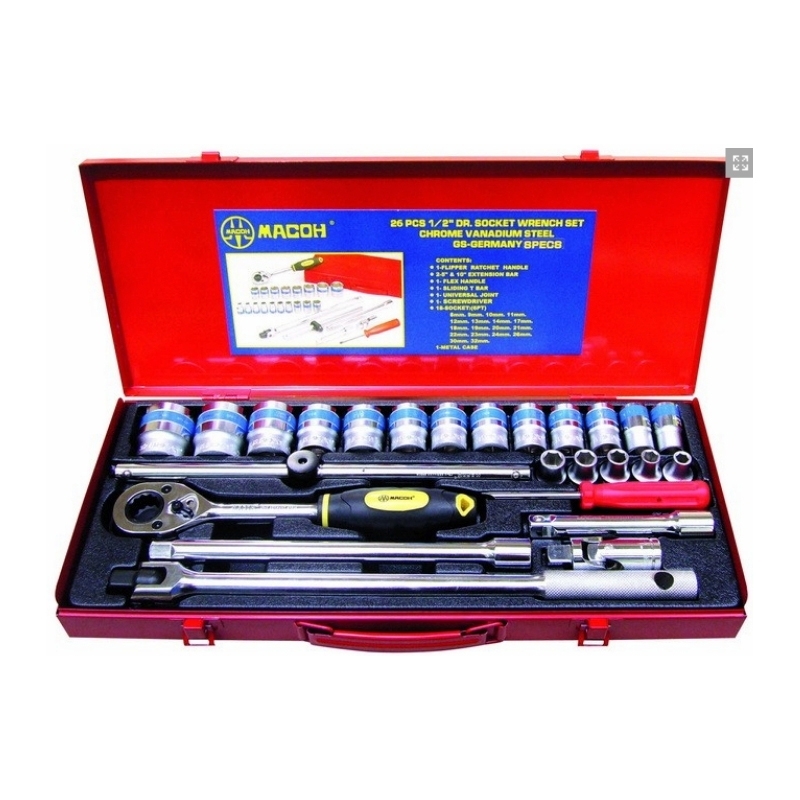 บล็อคชุด MACOH 26 ตัวชุด เยอรมัน ขอบน้ำเงิน รู 1/2\ บล็อคชุด MACOH 26 ตัวชุด เยอรมัน ขอบน้ำเงิน รู 1/2\