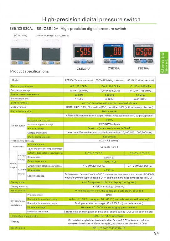 High-precision digital pressure switch หน้า 94 DSFC สอบถามราคาก่อนสั่ง High-precision digital pressure switch หน้า 94 DSFC สอบถามราคาก่อนสั่ง
