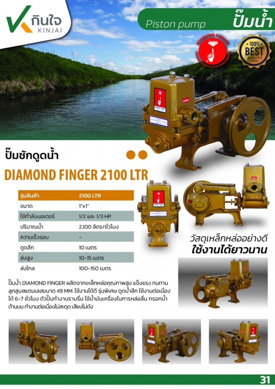ปั๊มช้ก DIAMOND FINGER 2100 LTR ขนาด 1 นิ้ว และ อะไหล่ ปั๊มช้ก DIAMOND FINGER 2100 LTR ขนาด 1 นิ้ว และ อะไหล่