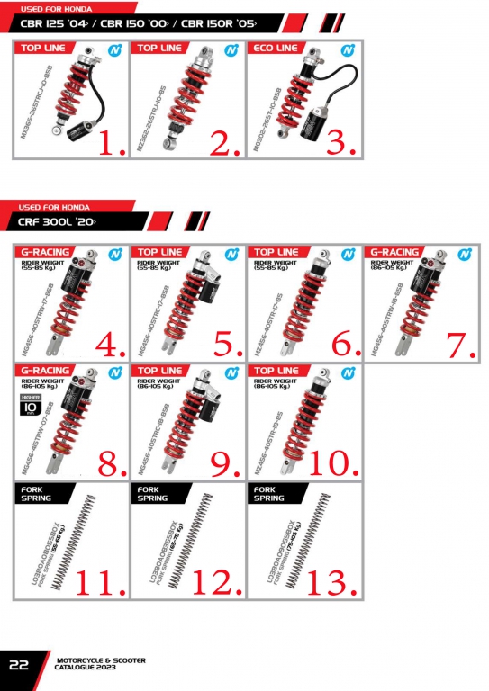 โช๊ค YSS USED FOR HONDA CBR / CRF / โช๊ค YSS USED FOR HONDA CBR / CRF /