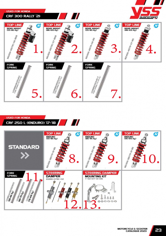 โช๊ค YSS USED FOR HONDA CRF-300 / CRF-250 โช๊ค YSS USED FOR HONDA CRF-300 / CRF-250