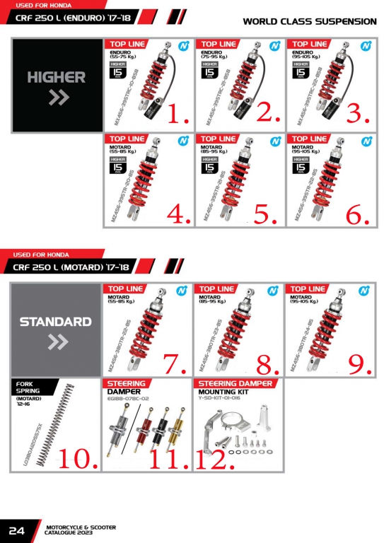 โช๊ค YSS USED FOR HONDA CRF-250 L (ENDURO) 17-18 / CRF-250 L (MOTARD 17-18 โช๊ค YSS USED FOR HONDA CRF-250 L (ENDURO) 17-18 / CRF-250 L (MOTARD 17-18