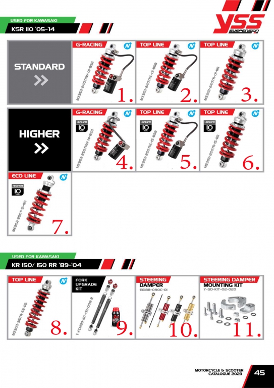 โช๊ค YSS USED FOR KAWASAKI KSR 110 05-14 / KR 150 / 150 RR 89-04 โช๊ค YSS USED FOR KAWASAKI KSR 110 05-14 / KR 150 / 150 RR 89-04
