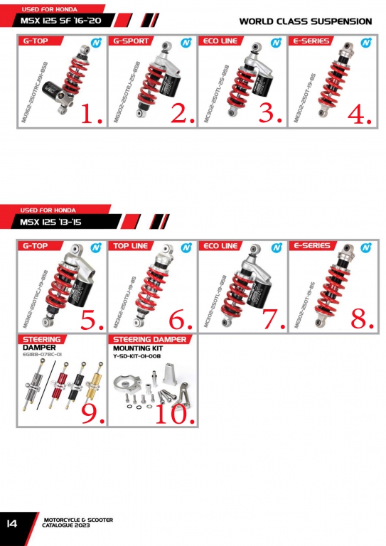 โช๊ค YSS USED FOR HONDA MSX 125 SF 16-20 / MSX 125 13-15 โช๊ค YSS USED FOR HONDA MSX 125 SF 16-20 / MSX 125 13-15