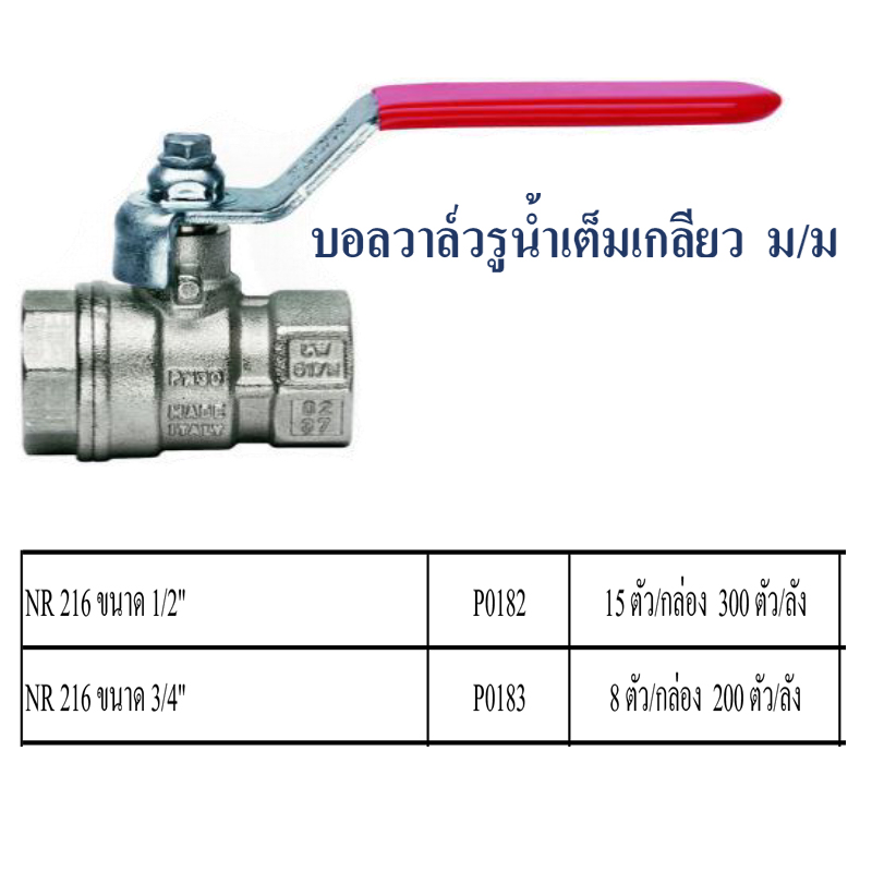 บอลวาล์วรูน้ำเต็มเกลียว ม/ม มีหลายขนาด ราคาขายต่อกล่อง สินค้าได้ตามรูป บอลวาล์วรูน้ำเต็มเกลียว ม/ม มีหลายขนาด ราคาขายต่อกล่อง สินค้าได้ตามรูป