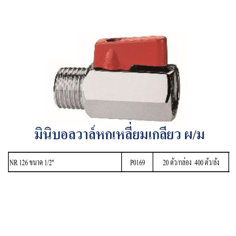 มินิบอลวาล์วหกเหลี่ยมเกลียว ผ/ม มีหลายขนาด ราคาขายต่อกล่อง สินค้าได้ตามรูป มินิบอลวาล์วหกเหลี่ยมเกลียว ผ/ม มีหลายขนาด ราคาขายต่อกล่อง สินค้าได้ตามรูป