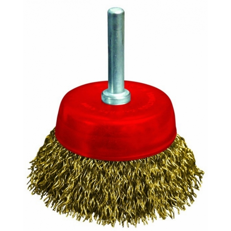 แปรงลวดถ้วย ชุบทอง ฝาครอบสีแดง มีแกน 1/4\ แปรงลวดถ้วย ชุบทอง ฝาครอบสีแดง มีแกน 1/4\