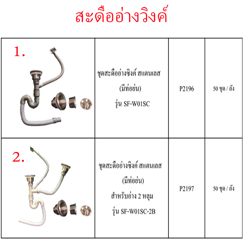 ชุดสะดืออ่างซิงค์สแตนเลสมีท่อย่น มี2แบบ ราคาขายต่อลัง สินค้าได้ตามภาพ ชุดสะดืออ่างซิงค์สแตนเลสมีท่อย่น มี2แบบ ราคาขายต่อลัง สินค้าได้ตามภาพ