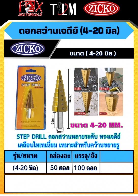 ดอกสว่านเจดีย์ ขนาด 4-20มิล ราคาต่อกล่อง 50ดอกต่อกล่อง ดอกสว่านเจดีย์ ขนาด 4-20มิล ราคาต่อกล่อง 50ดอกต่อกล่อง