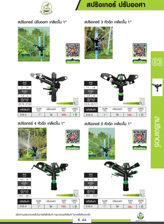 สปริงเกอร์ ปรังองศา เกลียวใน ตราไชโยนิ้วเพรช สปริงเกอร์ ปรังองศา เกลียวใน ตราไชโยนิ้วเพรช