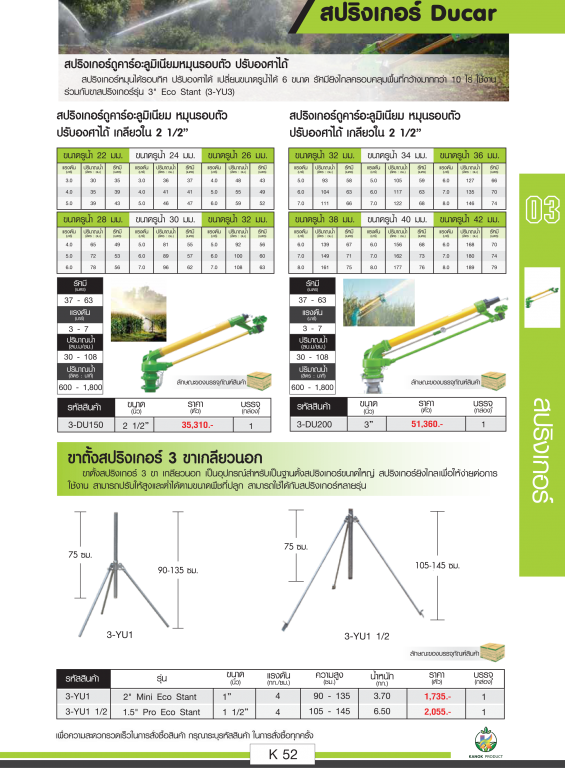 สปริงเกอร์ Ducarและขาตั้งสปริงเกอร์ สปริงเกอร์ Ducarและขาตั้งสปริงเกอร์