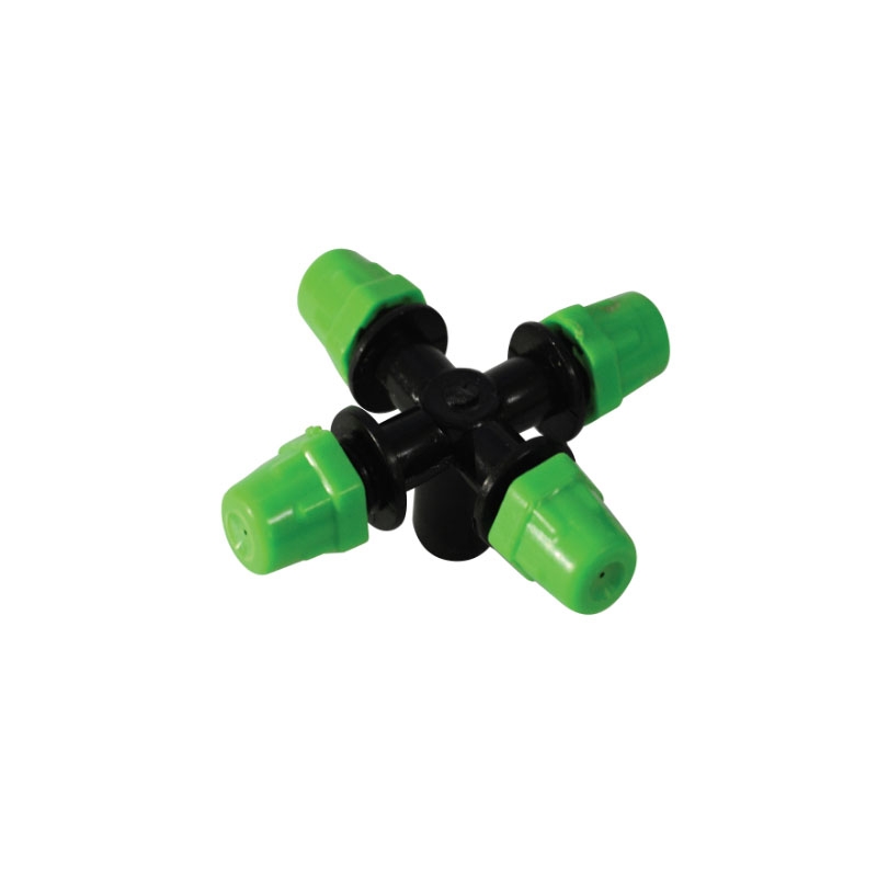 หัวพ่นหมอก 4 ทาง เสียบท่อ PE (สีเขียว) หัวพ่นหมอก 4 ทาง เสียบท่อ PE (สีเขียว)