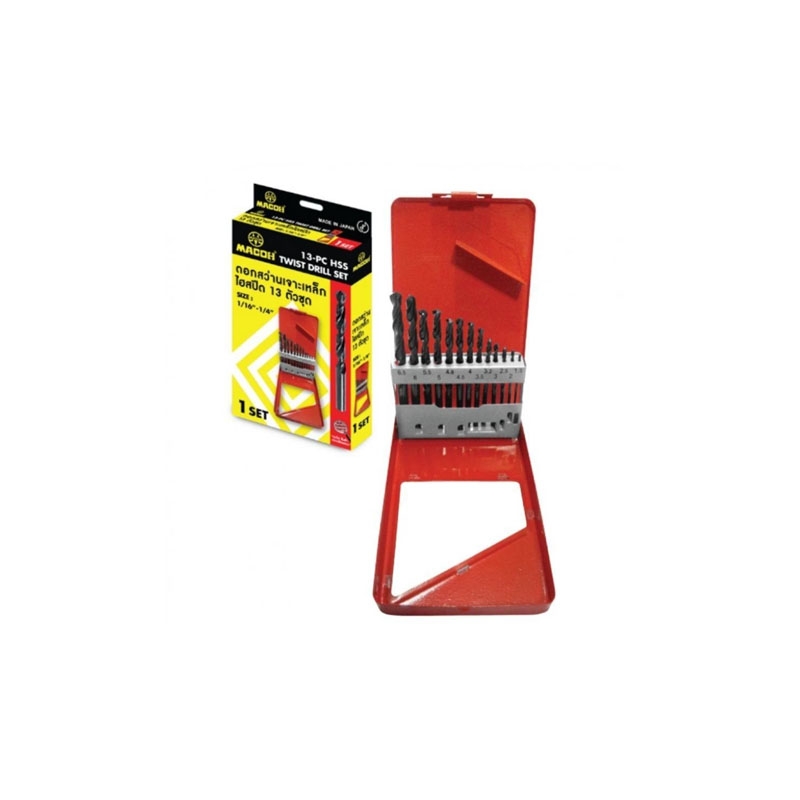 สว่านเจาะเหล็ก MACOH 13 ตัวชุด (หุน) ขนาด 1/16\ สว่านเจาะเหล็ก MACOH 13 ตัวชุด (หุน) ขนาด 1/16\