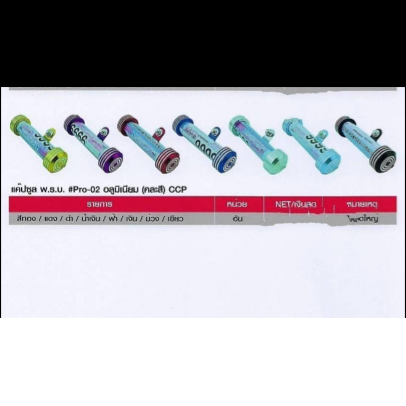 แคปซูล พ.ร.บ. #Pro-02 อลูมิเนียม (คละสี) CCP แคปซูล พ.ร.บ. #Pro-02 อลูมิเนียม (คละสี) CCP