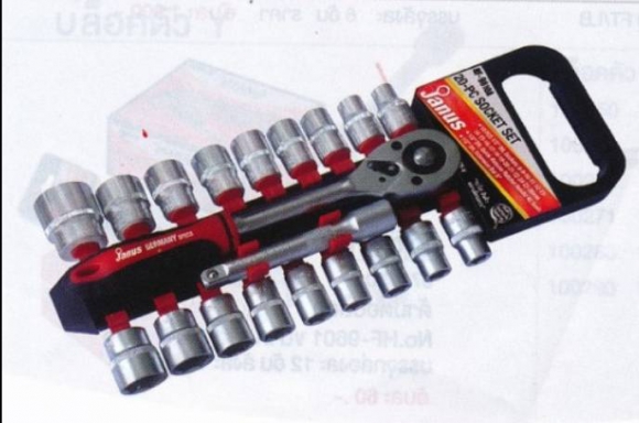 บล็อคชุดพร้อมด้ามฟรีและข้อต่อ 20 ตัวชุด ขนาดรู 1/2 6เหลี่ยม janus GERMANY