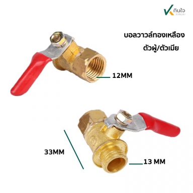 บอลวาวล์ทองเหลือง ผู้-เมีย (A-10) อะไหล่พ่นยา 3 สูบ