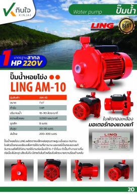 ปั๊มหอยโข่ง 1.x1 1 HP(ทด)LINGส้ม LG-110 และอะไหล่