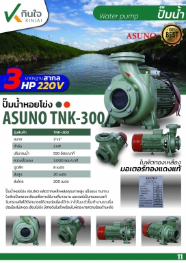 ปั๊มหอยโข่ง  3x3  3 แรงม้า  ASUNO  TNK-300 มีไฟ 2สาย กับ 3สาย